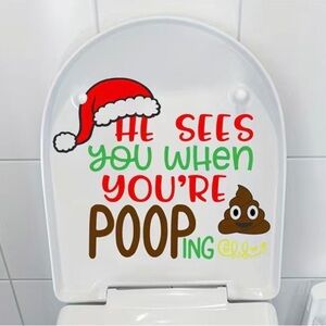 1pc Christmas Slogan Graphic Toilet Lid Sticker